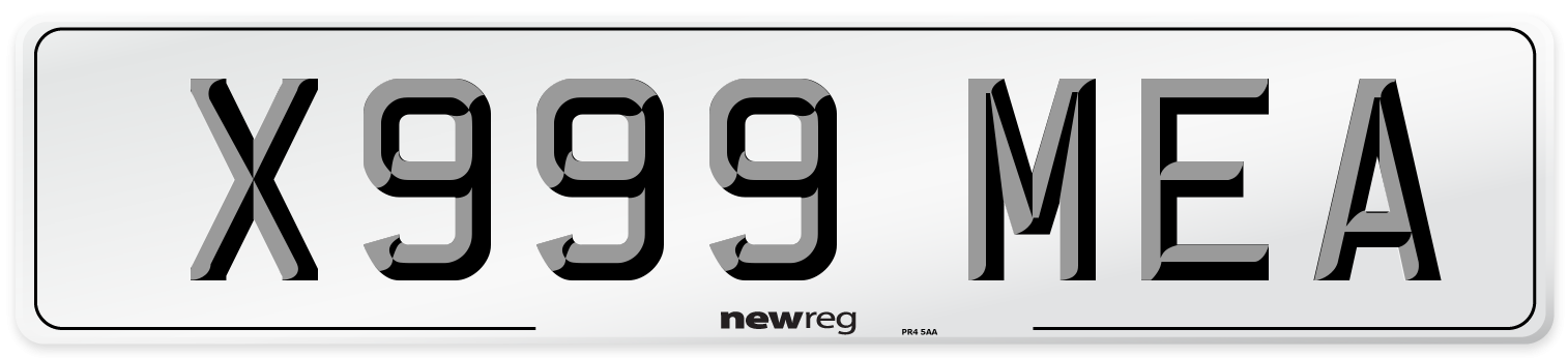 X999 MEA Number Plate from New Reg